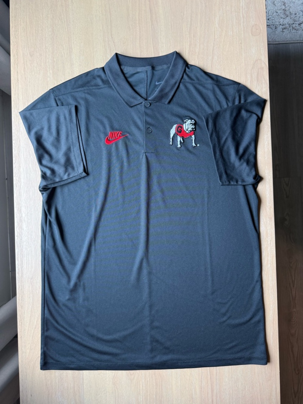 Nike Dri-FIT UGA Georgia Bulldogs Black Golf Polo Shirt Embroidered Size XL